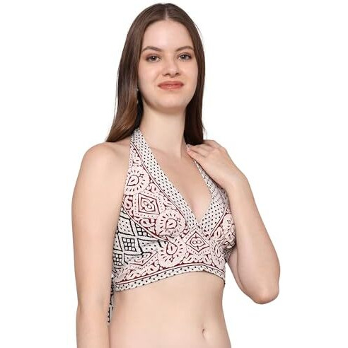 KE Kanha Exports Womens Halter Top - Chic and Comfortable Fashion for Any Occasion (Withe RED)