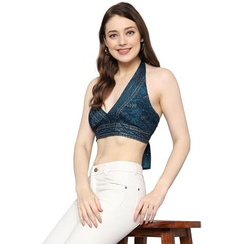 KE KanhaExports Womens Halter Regular Fit Top - Chic And Comfortable Fashion For Any Occasion (2965 E)
