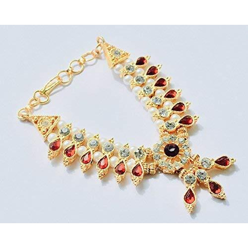 Krishnsakhi Women 5 Ganesh Ganpati Necklace Haar Of Pearls & Gems Set For Home Mandir Decoration Jewellery For Gods Length 2-2.5-3 Inches
