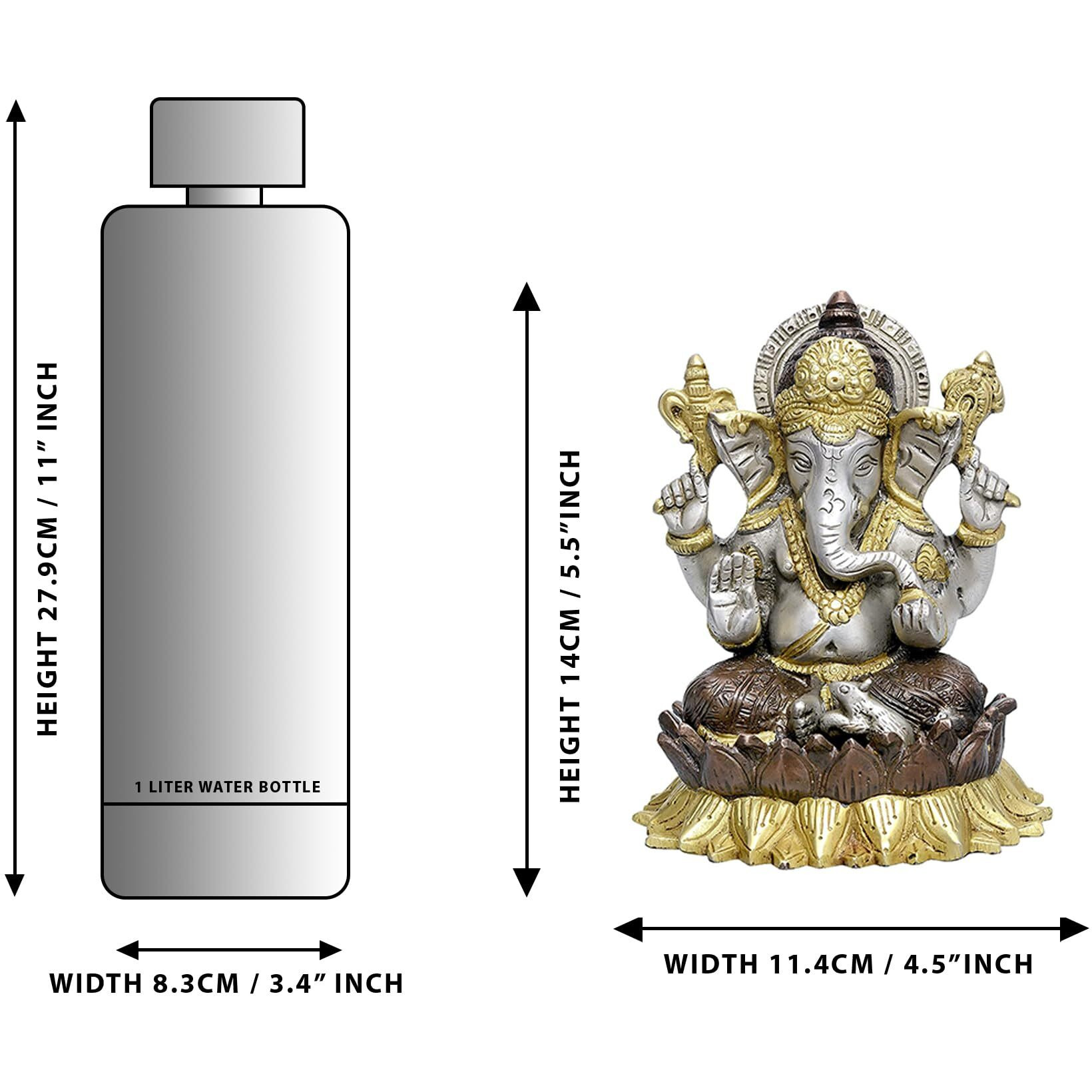 Amazon Brand - Umi Brass Ganesha Hindu God Ganesh Ganpati Decor Figurine Ganesha Height 5.5 Inches