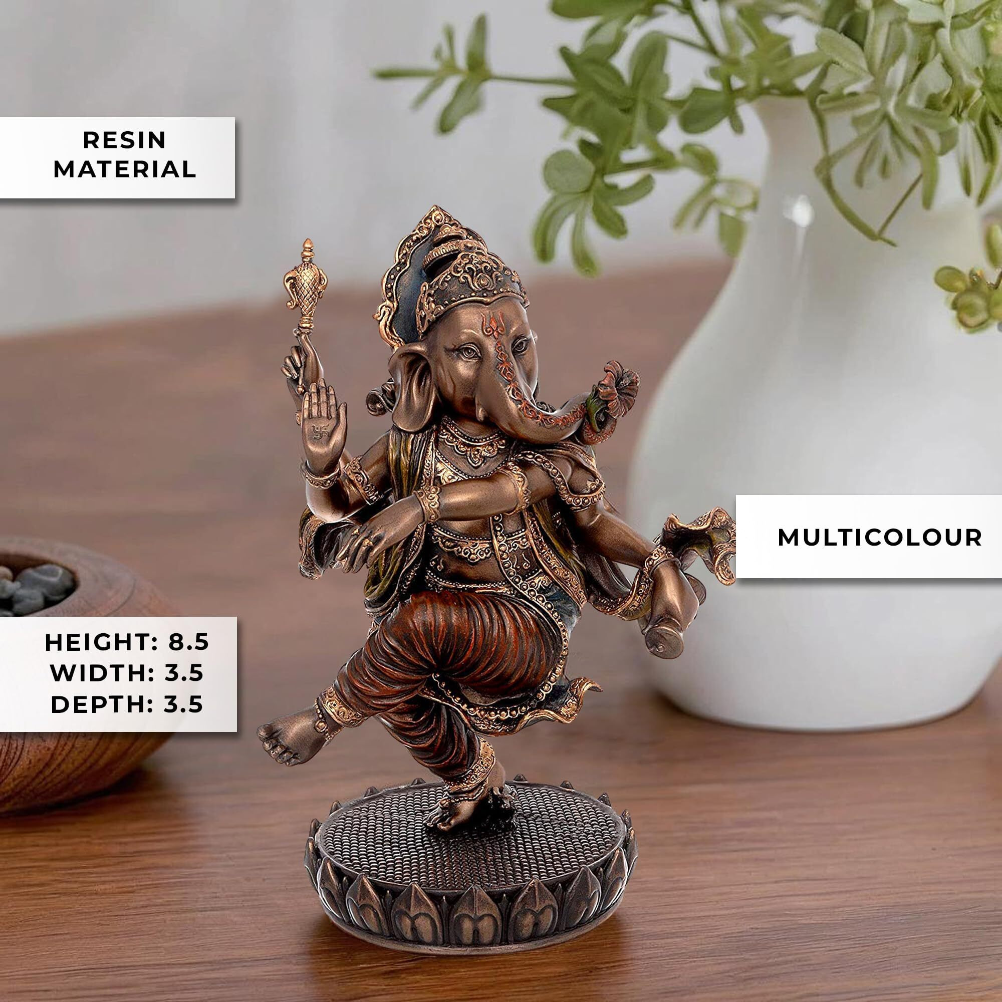 Amazon Brand - Umi Bonded Bronze Dancing Ganesha, Height 8.5 I Home Decor