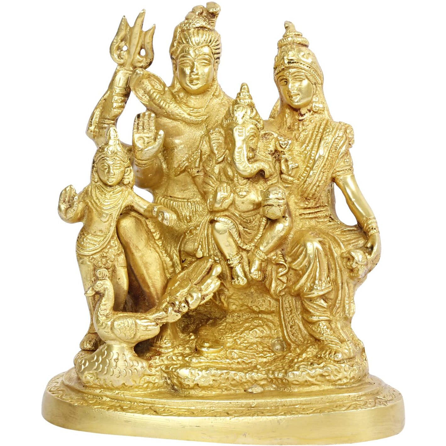 Artvarko Brass Lord Shiva Parvati Kartikeya and Ganesha Murti Shiv Family Parivar Idol Statue for Home Dcor Mandir Temple Gift Showpiece 6 Inches Height