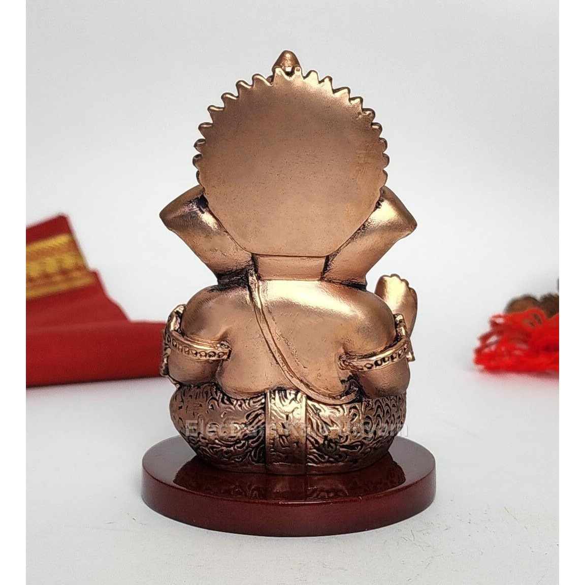 Electrum Kala udyam Mukut Ganesh Copper Plated Ganesha Idol with Matte Antique Finish | Premium Ganpati Murti for Home Dcor for Home Temple, Office Desk, and Car Dashboard - 3.5