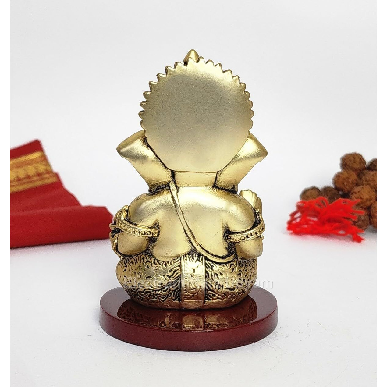 Electrum Kala udyam Mukut Ganesh Gold Plated Ganesha Idol with Matte Antique Finish | Premium Ganpati Murti for Home Dcor for Home Temple, Office Desk, and Car Dashboard - 3.5