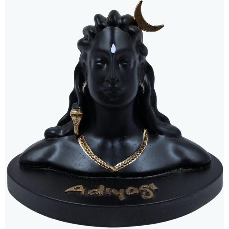 CraftVatika Resin Lord Adiyogi Mahadev Shiv Shankara Showpiece Idol Murti Statue for car Dashboard, 6 x 4.5 x 4 Inches, Black