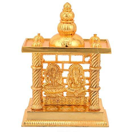 Collectible India Laxmi Ganesha Decorative Temple Pooja Items for Home Car Gifts, Lord Ganpati Lakshmi Statue Figurine Good Luck Spiritual Pooja (Size 5 x 3.5 Inches, Small).
