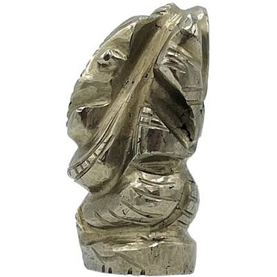 GOLDEN QUARTZ - THE CRYSTAL HUB - Golden Pyrite Ganesh Idol Small Beautiful Ganpati Murti Fools Gold Silver Pyrite Crystal to Attract Money 100 Grams Approx