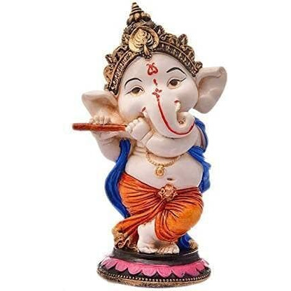 Handicrafts Villa Dancing Ganesh Showpiece (Basuri Ganesh, Standard)