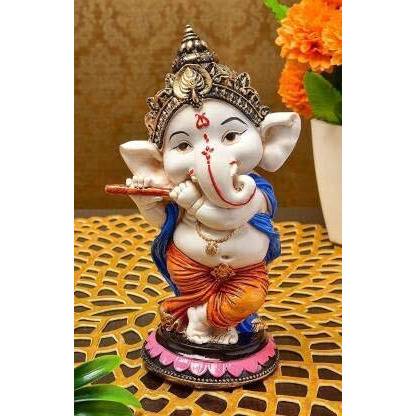 Handicrafts Villa Dancing Ganesh Showpiece (Basuri Ganesh, Standard)