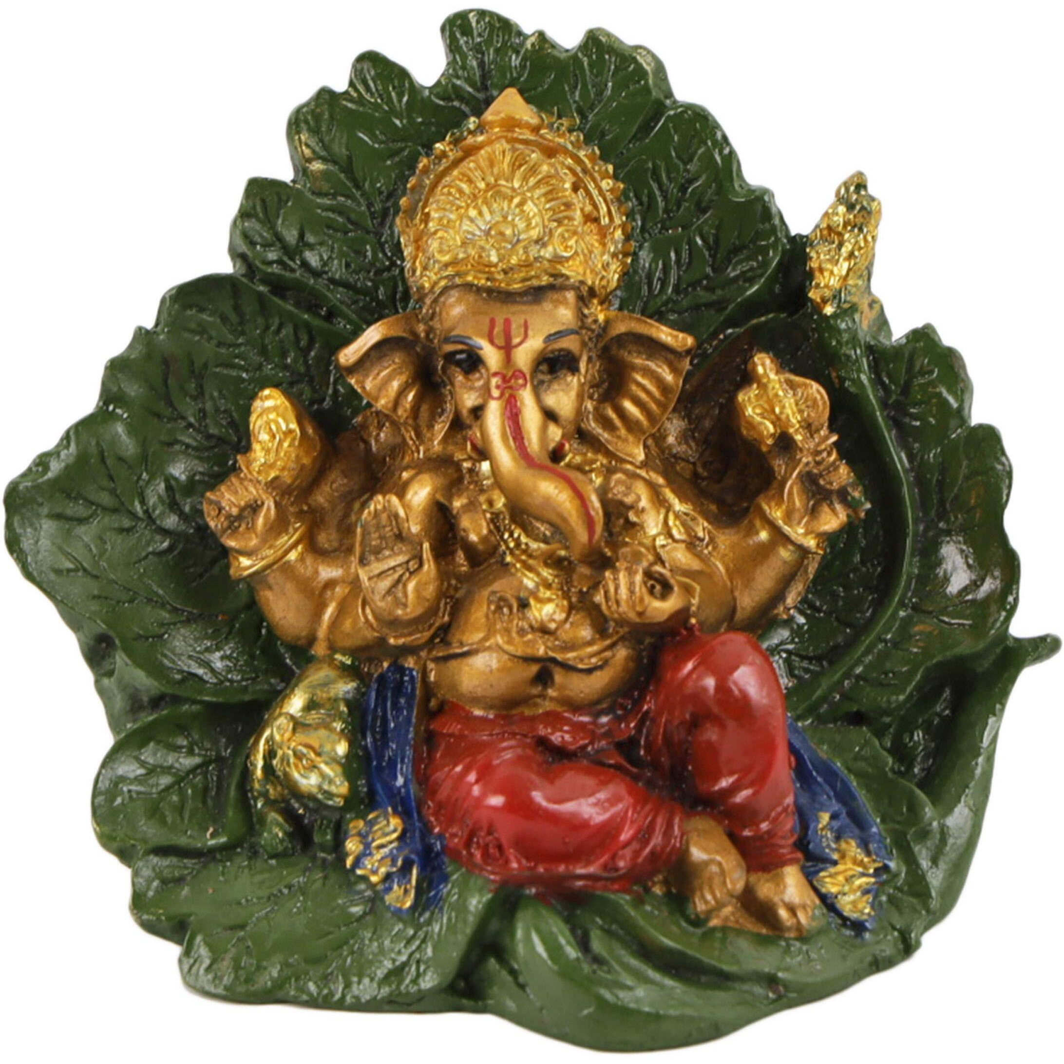 TIED RIBBONS Resin Ganesh Murti Idol Statue Showpiece (Multi, 9 cm x 11 cm) - Decoration Items for Home Decor Mandir Living Room Bedroom Pooja Room Office Table Decorative Gifts