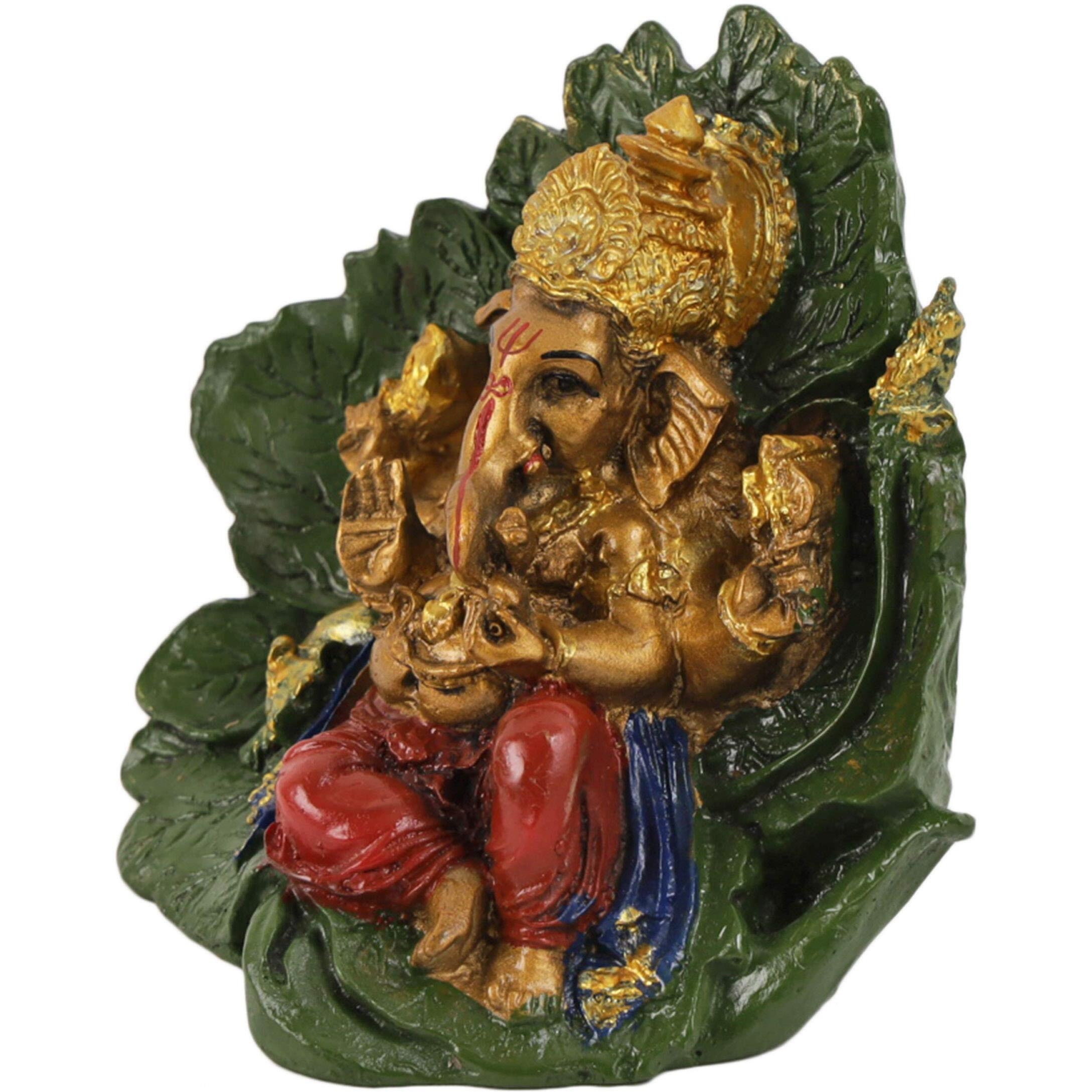 TIED RIBBONS Resin Ganesh Murti Idol Statue Showpiece (Multi, 9 cm x 11 cm) - Decoration Items for Home Decor Mandir Living Room Bedroom Pooja Room Office Table Decorative Gifts
