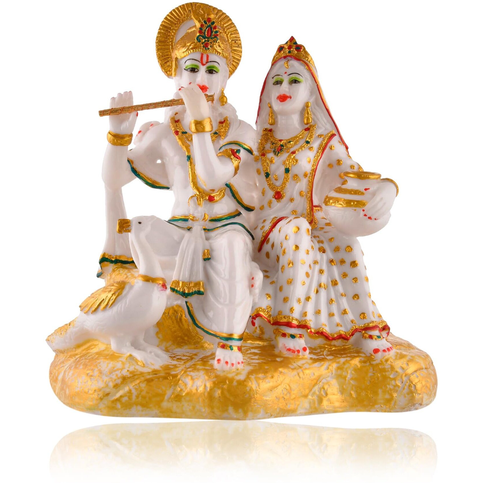 CraftVatika Radha Krishna Murti Dust Idol Marble Radhe Krishna Statue for Pooja Room Wedding Gift Home Decorative Item Showpiece for Home Decor (10.5 Inch Height)