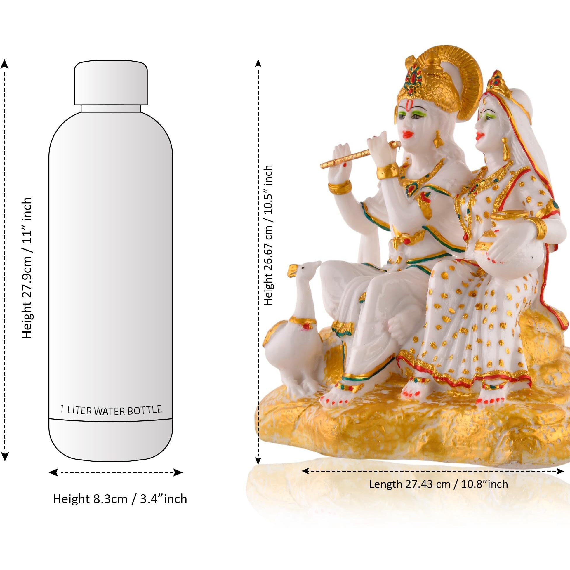 CraftVatika Radha Krishna Murti Dust Idol Marble Radhe Krishna Statue for Pooja Room Wedding Gift Home Decorative Item Showpiece for Home Decor (10.5 Inch Height)
