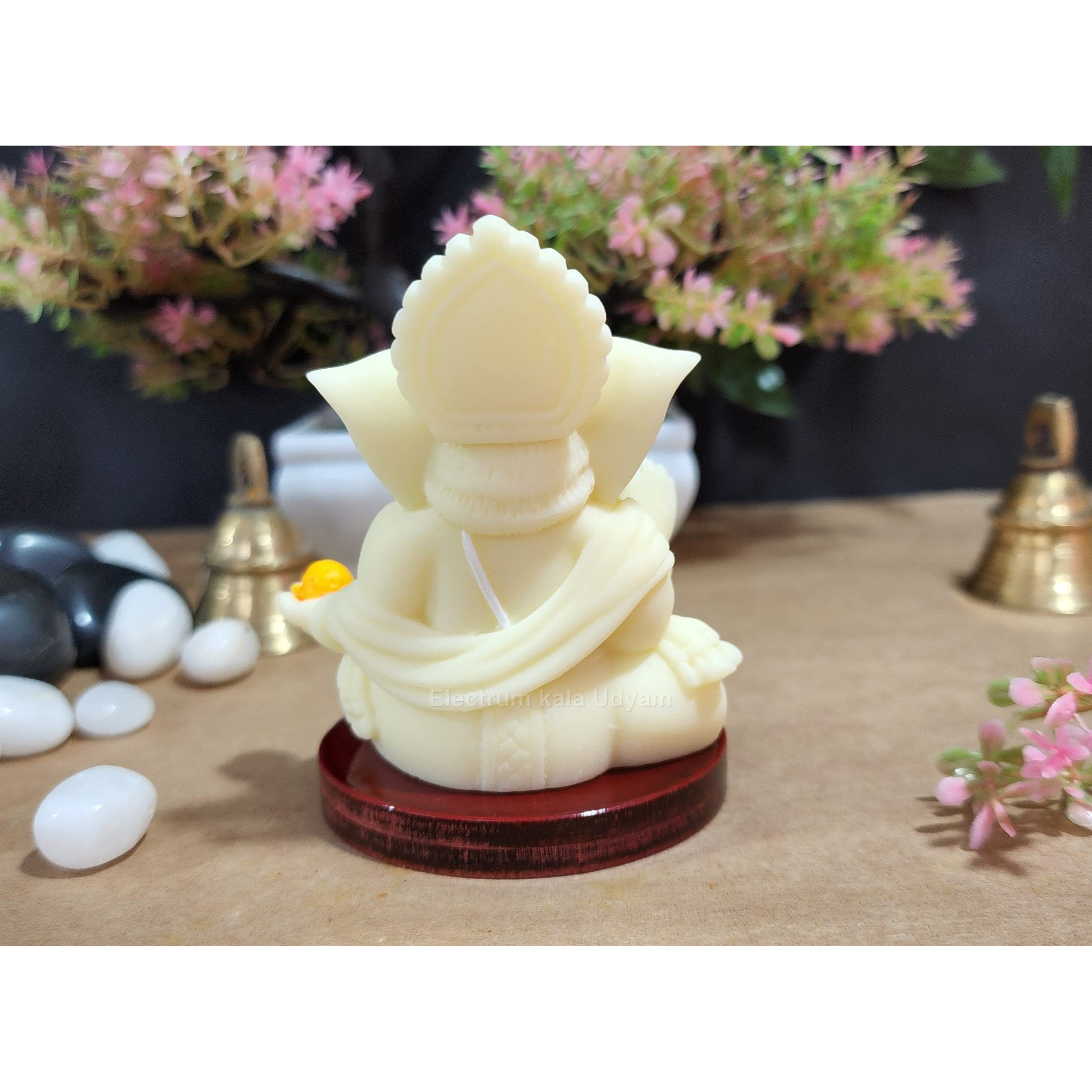Electrum Kala Udyam Gaddi Ganesha with MDF Base | Ganpati for Car Dashboard, Home, Desk and Office | Perfect for Housewarming Gifts and Festivals (MDFGADDIIVORY)