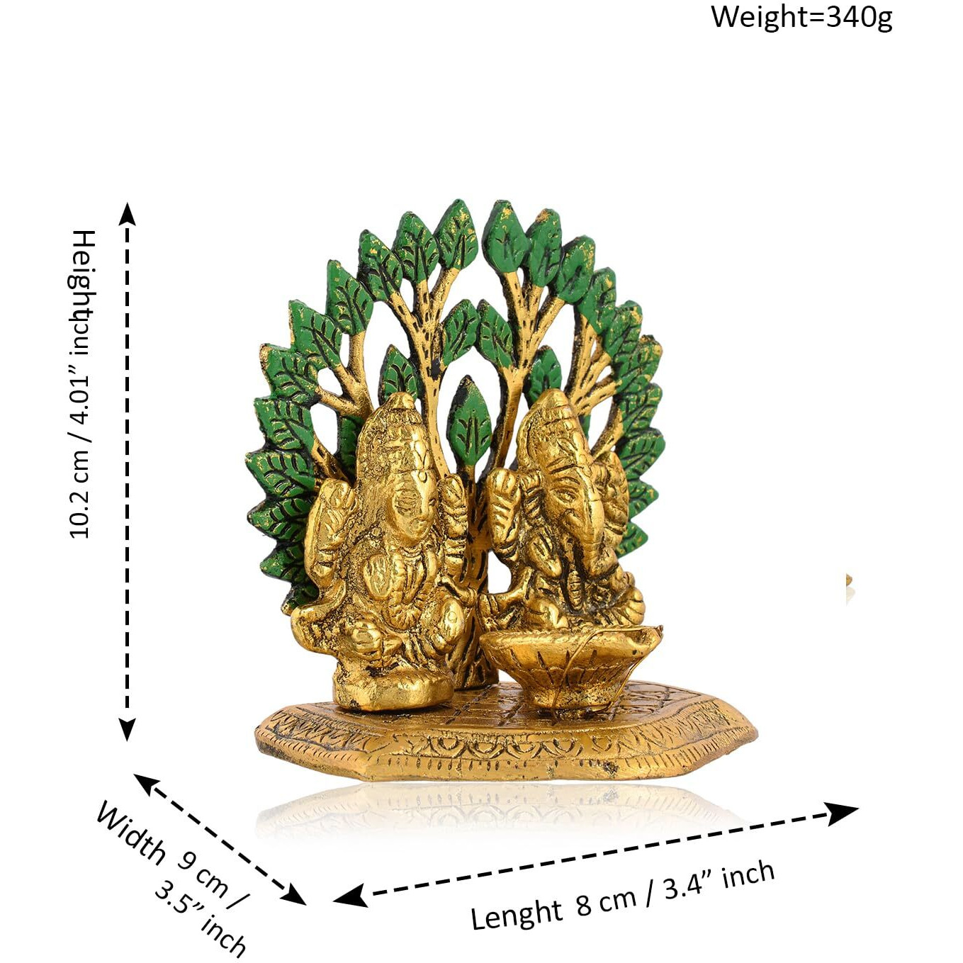 CraftVatika Diya Lakshmi Ganesha Idol for Diwali Decoration Gift Items for Home Decor - Aluminium Laxmi Ganesh Murti for Diwali Pooja & Office Decor, Diwali Festival Gift Item