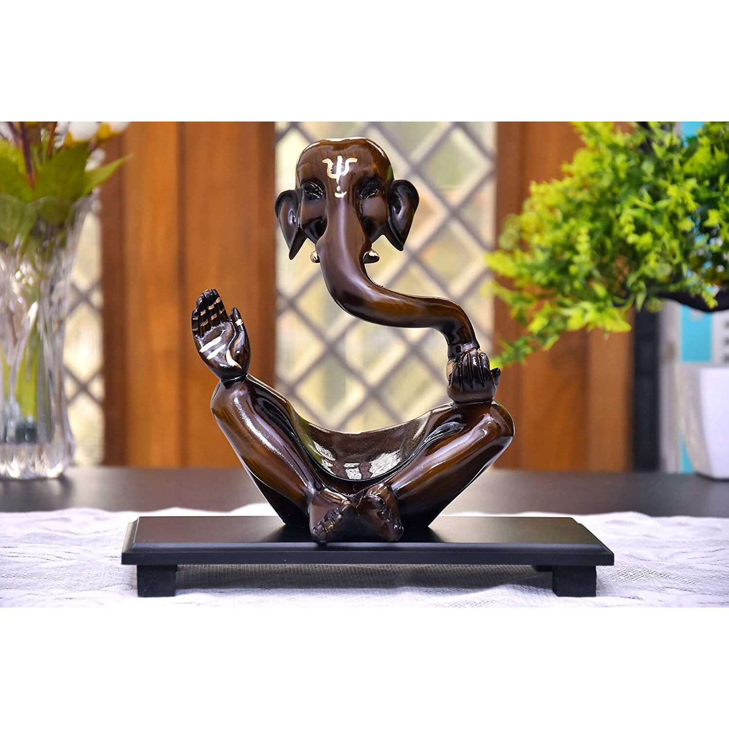 Mariners Creation Modern Art Ganesha Idol with Wooden Tray Ganesha Idol for Home Decor,House Warming Gift | SHOWPIECE for Home Decor | Statue for Home Decor | Ganesha for Gift