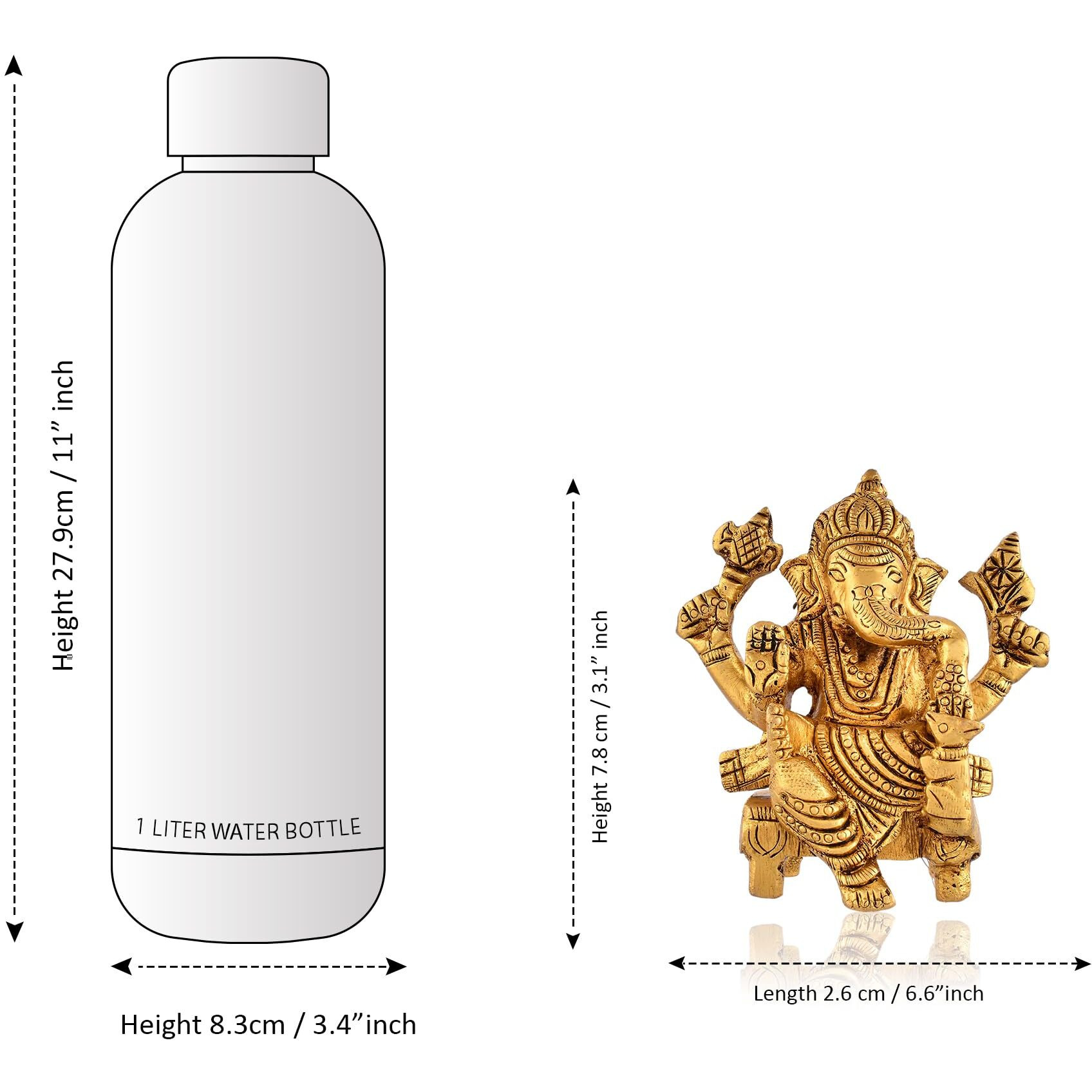 CraftVatika Ganesha Brass Idol Sitting on Base - Ganpati Sitting Idol Brass Ganesha Murti Statue Pooja Home Dcor Gift (3.8 Inch Height)