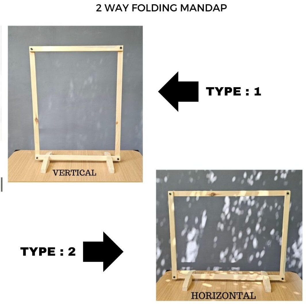 SATYAM KRAFT 1 Piece DIY Folding Wooden Mandap Backdrop for Home Mandir, Ganpati Pooja, Foldable Mandap with Screw, Office Pooja, Decoration for Ganpati, Ganesh chaturthi Backdrop(1 Set) (Style 1)