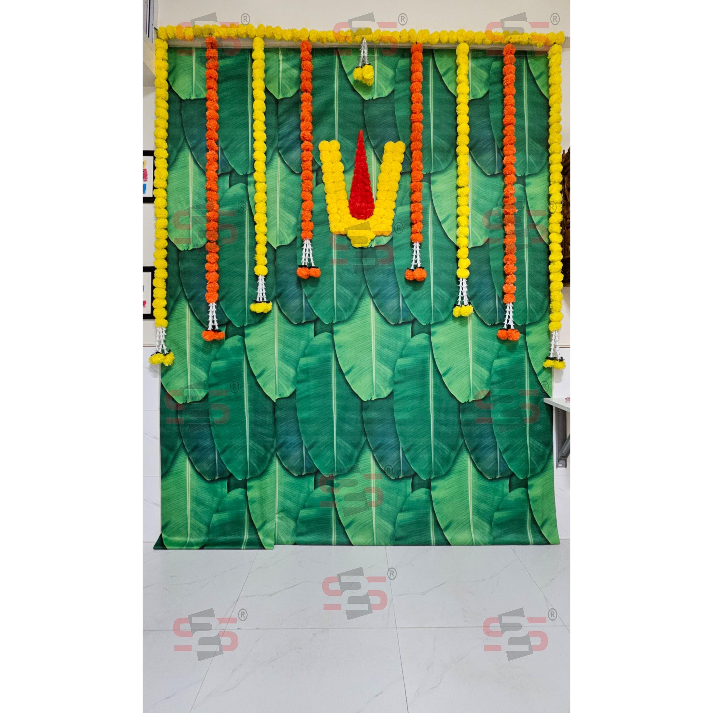 S2S Banana Leaf Curtain for Decoration Backdrop Cloth for Pooja Decoration Traditional Background for All Festival Decoration (Pack of 1)