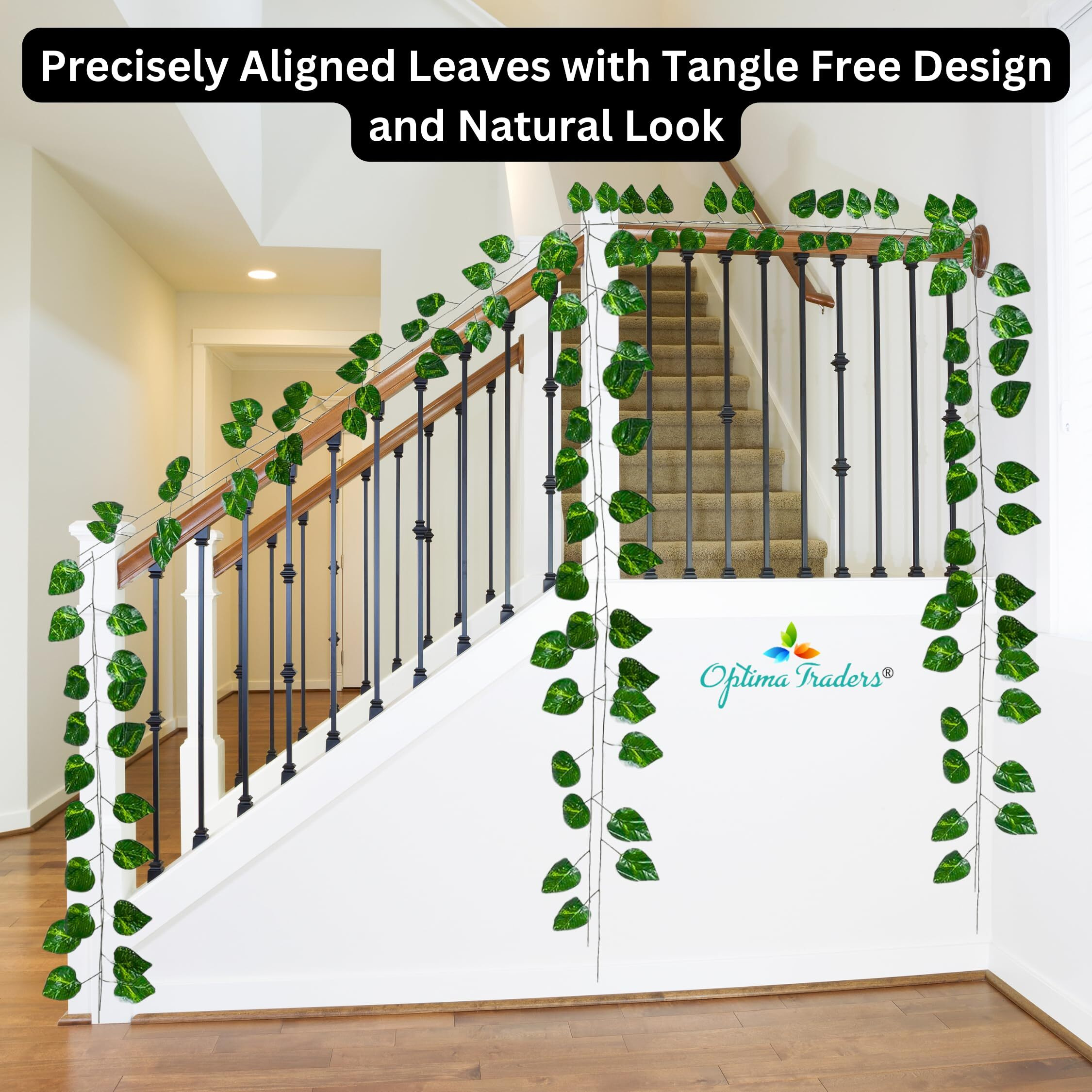 Optima Traders Artificial Money Plant Creepers with Green Leaves for Wall Hangings Room Decor & Aesthetic Home Interior Decoration (3 Strings, 7 Ft)