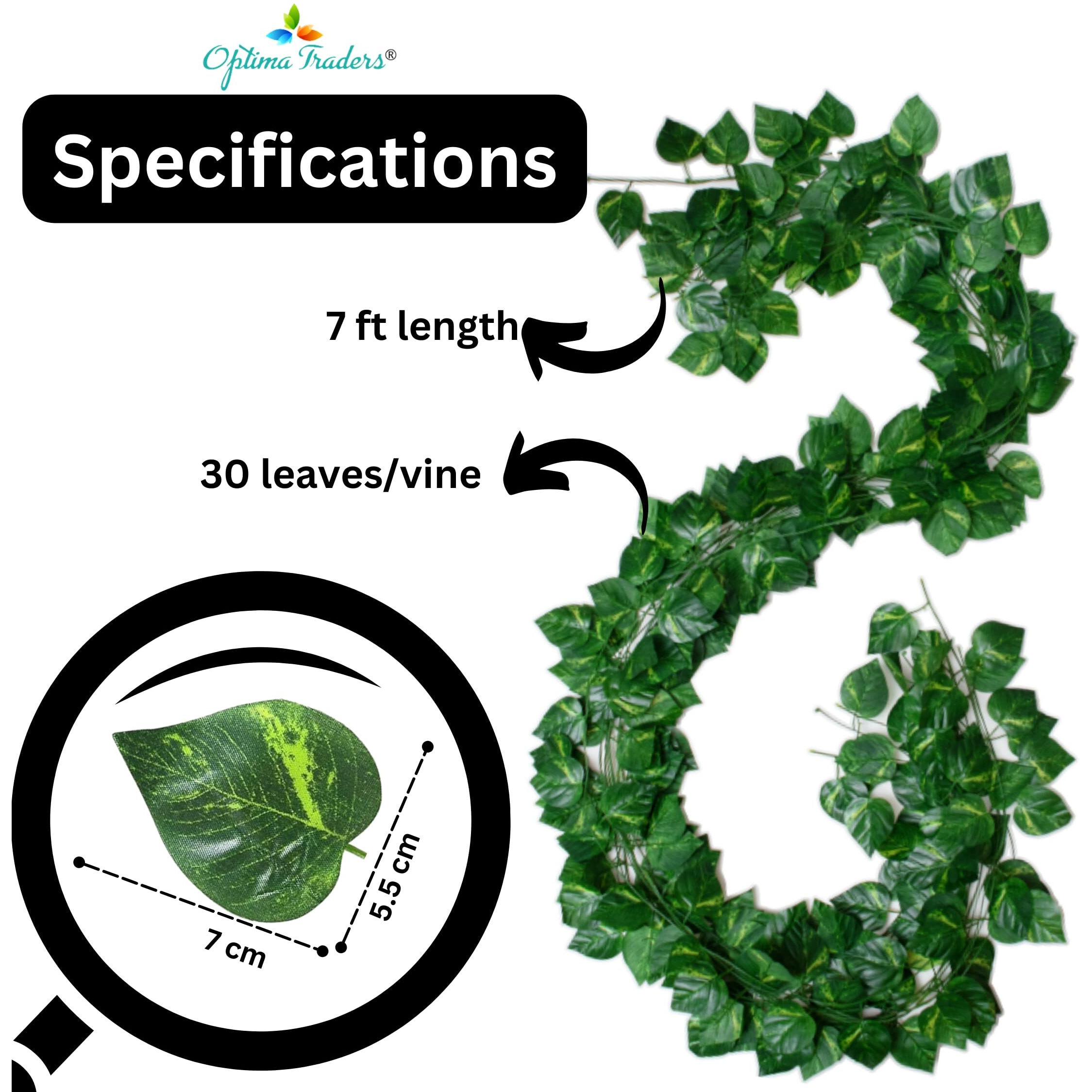 Optima Traders Artificial Money Plant Creepers with Green Leaves for Wall Hangings Room Decor & Aesthetic Home Interior Decoration (3 Strings, 7 Ft)