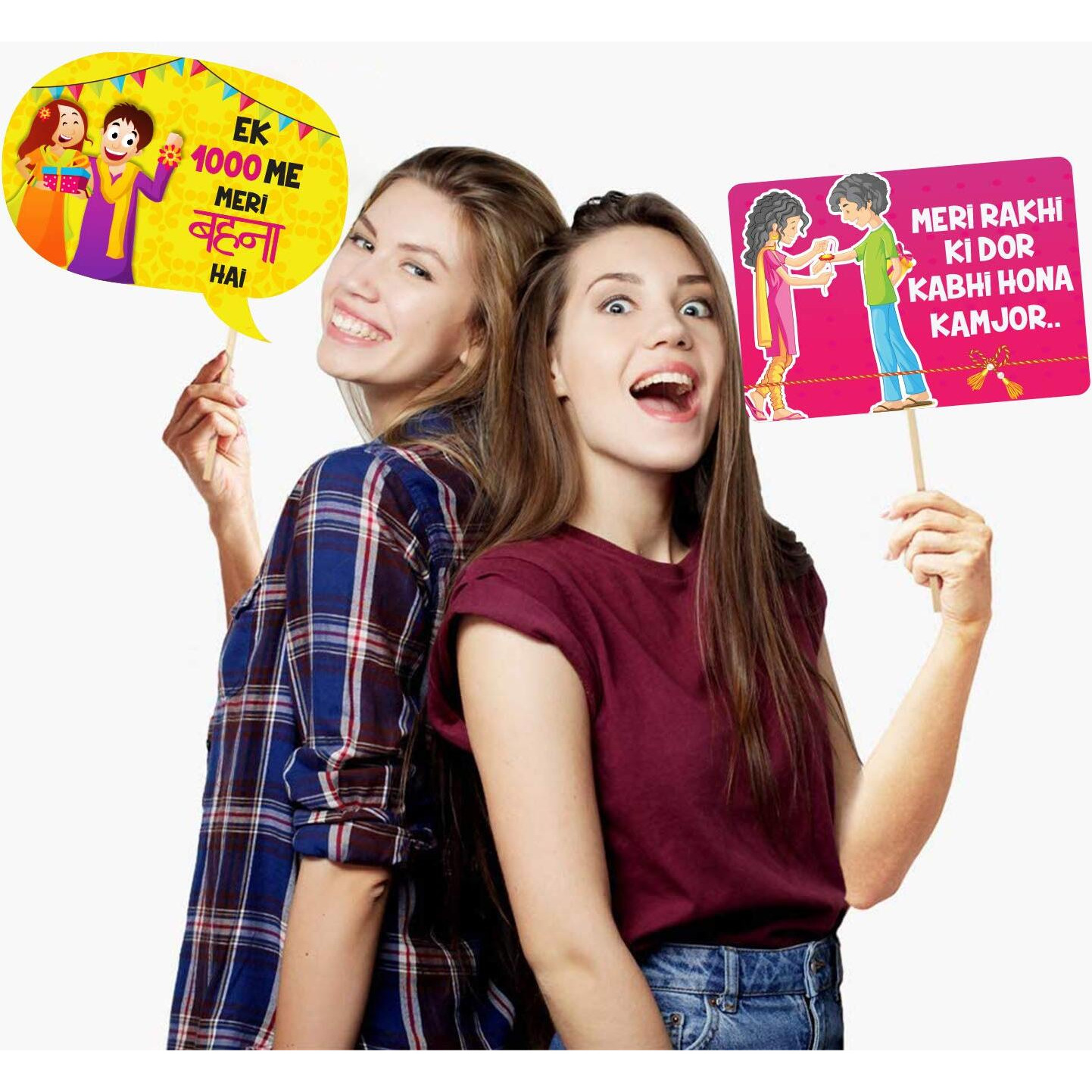 Festiko Raksha Bandhan Photo Booth Props[10pcs], Banner, Rakhi Combo Deecoration/Rakhi Props for Rakhi Gift for Brother and Sister Props/Happy Rakhi Banner (Happy Rakhi Props_1)