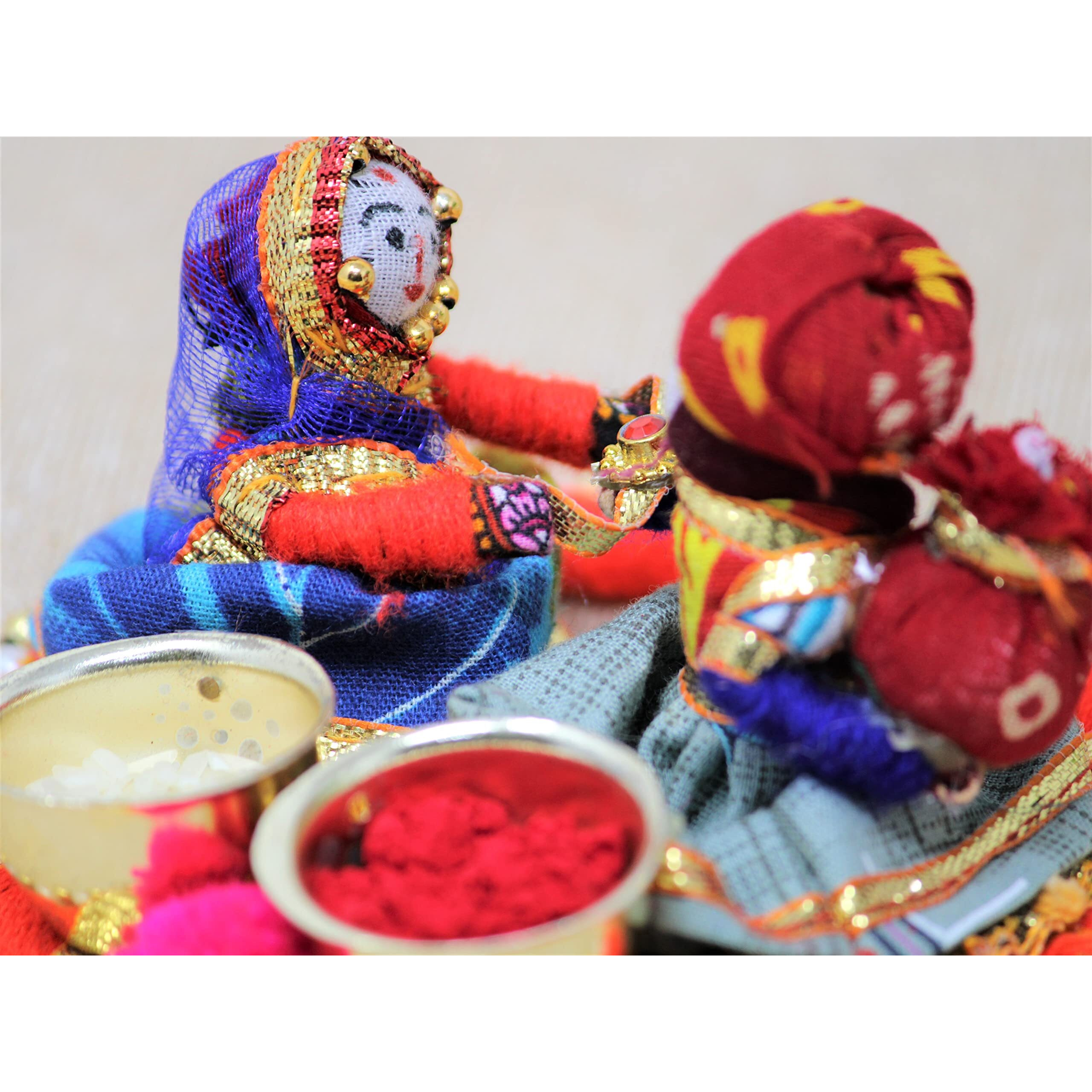 JH Gallery Handmade Dolls Rakhi Roli Kumkum Chawal Holder Home Decorative Gifting Item Chopda For Raksha Bandhan (Pack of 1), Multi-coloured