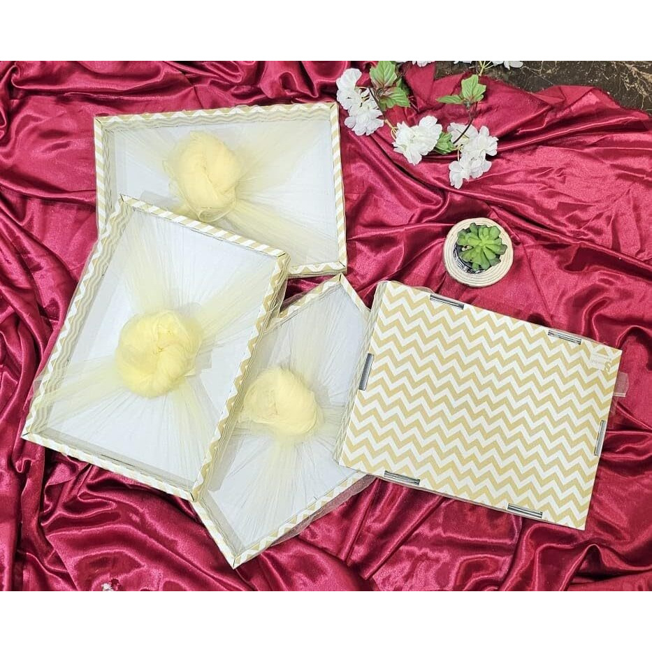 SATYAM KRAFT 4 Pcs Multipurpose Decorative Folding Paper Box Net Rectangle DIY for Gift Hamper, Rakshabandhan, Rakhi Box, Brother-sister Gift & Decoration Purpose (Rectangular) (Color 4)