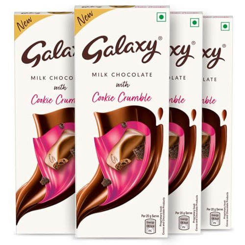 Galaxy Cookie Crumble Milk Chocolate Bar, Rakhi Gift Pack, Rich, Creamy & Crunchy Bar, Loaded With Milk & Crumbly Cookie Pieces, 96g, Pack of 4