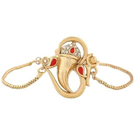 Estele Gold Plated Om Ganesh Rakhi Bracelet With Austrian Crystals For Men & Women