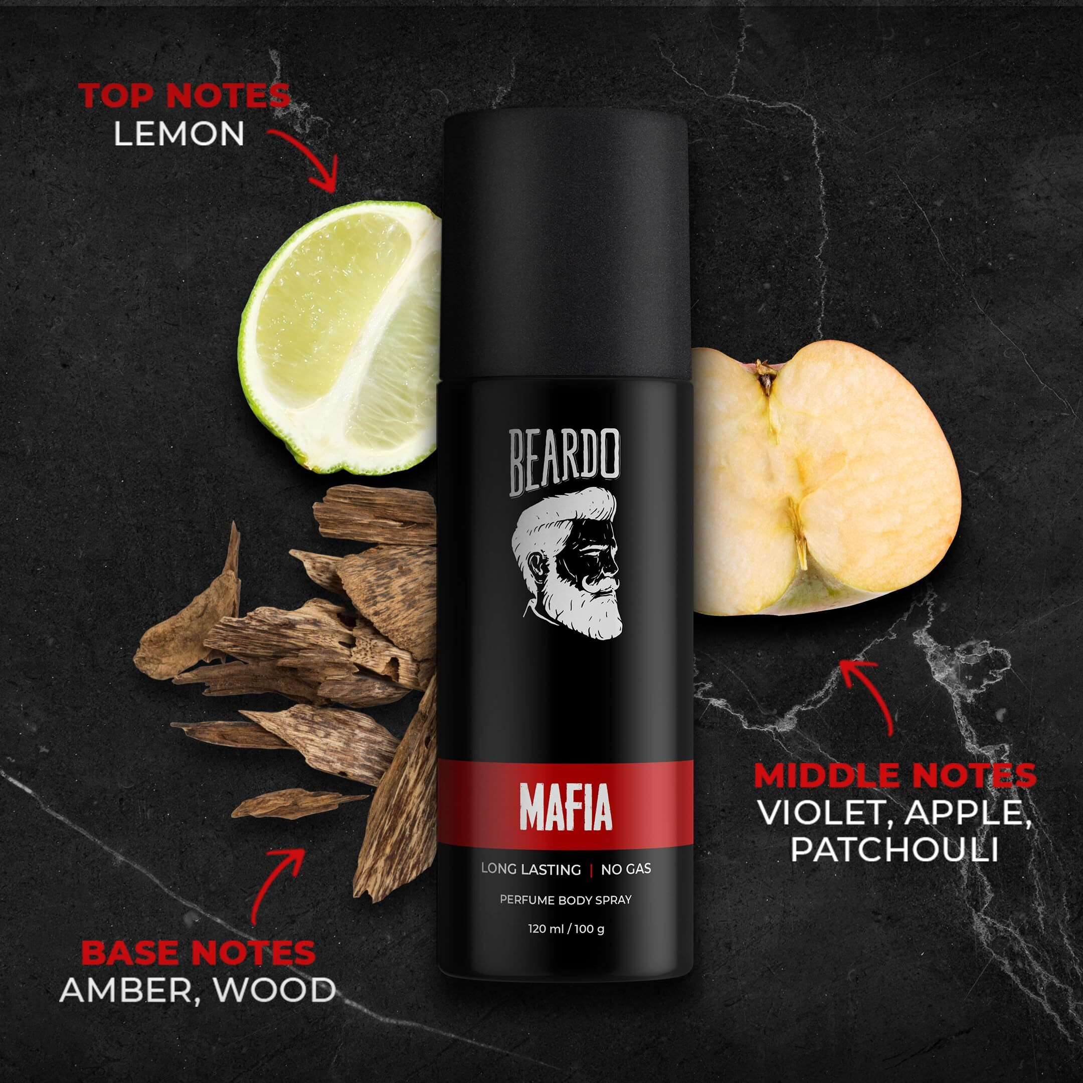 Beardo Godfather, Whisky Smoke & Mafia Perfume Body Spray (Set of 3) Citrus Aromatic Spicy | Deodorant | Deo For Men | Long Lasting Perfume| Rakhi Gift For Brother | Gift For Friends