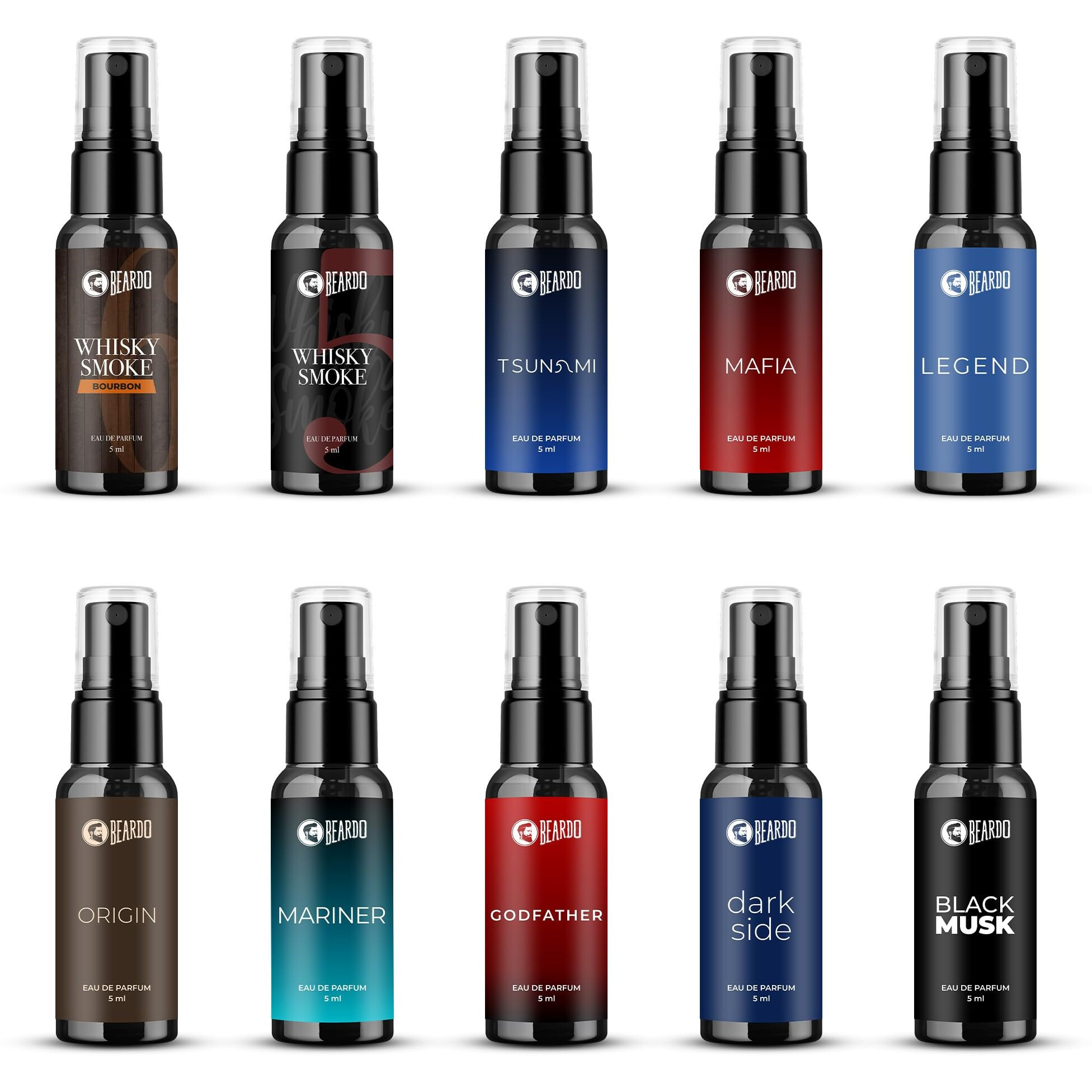 Beardo Mini Perfume Trial Kit, 10 x 5ml | Best Date Night Fragrances for Men | Travel friendly perfume kit for all moods & occasions | Ideal gift for men | Rakhi Gift for Brother | Friendship Day Gift