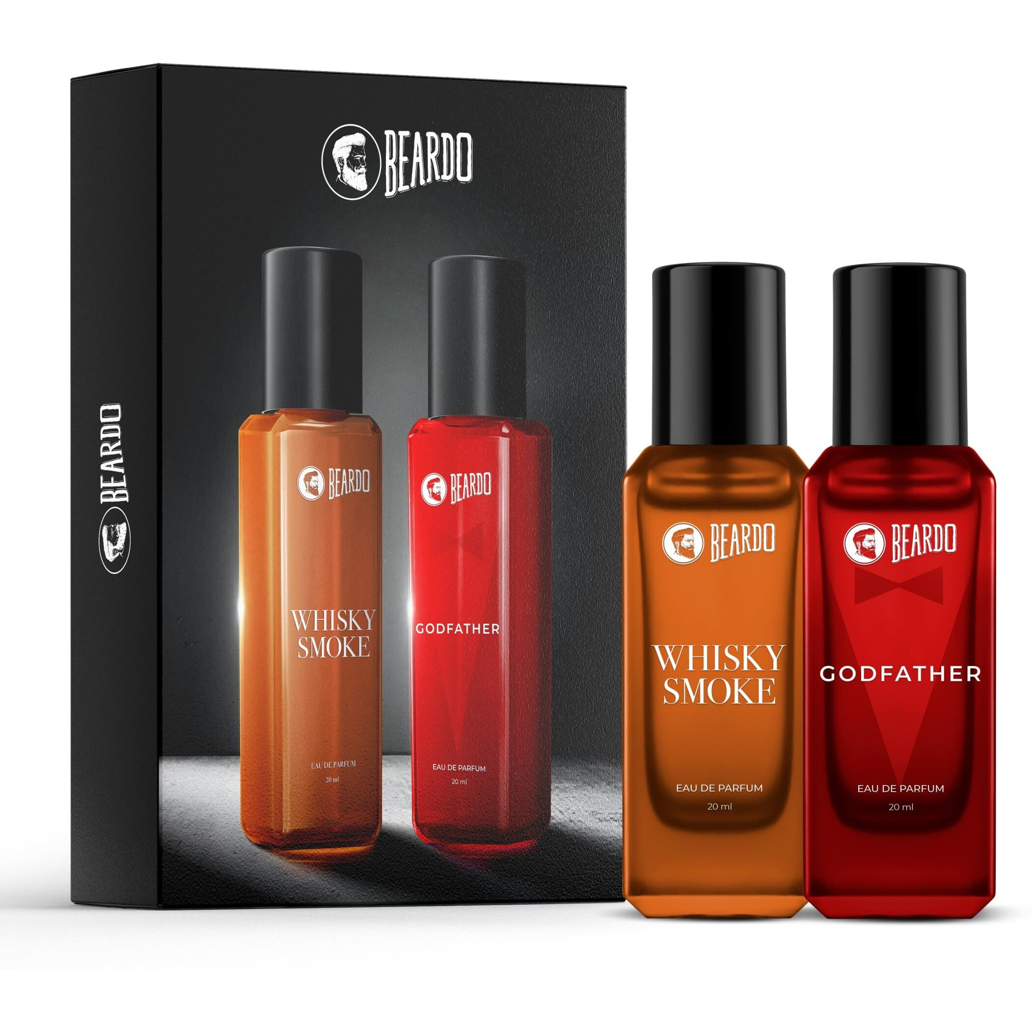 Beardo Whisky Smoke & Godfather Perfume Combo (20 ml x 2) | Spicy, Woody - Oudh Notes of Whisky Smoke & Aromatic, Spicy Notes of Godfather | Lasting Mens Perfume | Ideal gift for men | Rakhi Gift for Brother | Friendship Day Gift