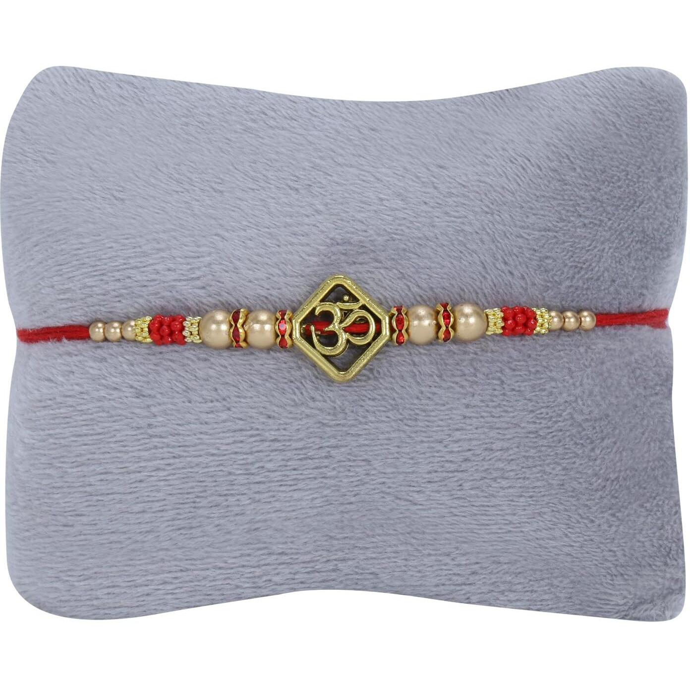 Riddhika Ventures Glorious Gold Plated Auspicious and Diamond Ring Rakhi with Roli Chawal and Greeting Card (D9)