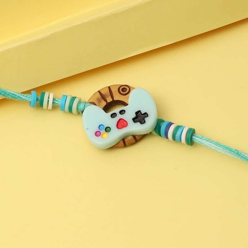 The Purple Tree Blue Gaming Controller Rakhs Fo rKids with Roli Chawal and Card (Pack of 1) Rakhi for bhai, Rakshabandhan Gift for Kids, Rakhi Gift, Best Rakhi For Game Lovers