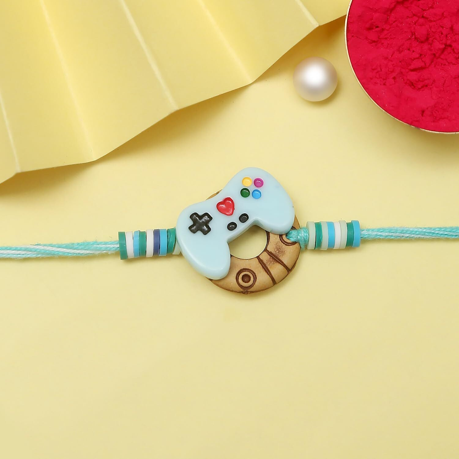 The Purple Tree Blue Gaming Controller Rakhs Fo rKids with Roli Chawal and Card (Pack of 1) Rakhi for bhai, Rakshabandhan Gift for Kids, Rakhi Gift, Best Rakhi For Game Lovers
