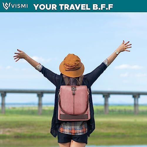 VISMIINTREND Women Pink Leather Backpack Handbag for Teen Girls | Everyday use Ladies Sling Bag Shoulder Purse for Office, College, Travel, Birthday Gift for Wife | Rakhi Gifts for Sisters, Bhabhi