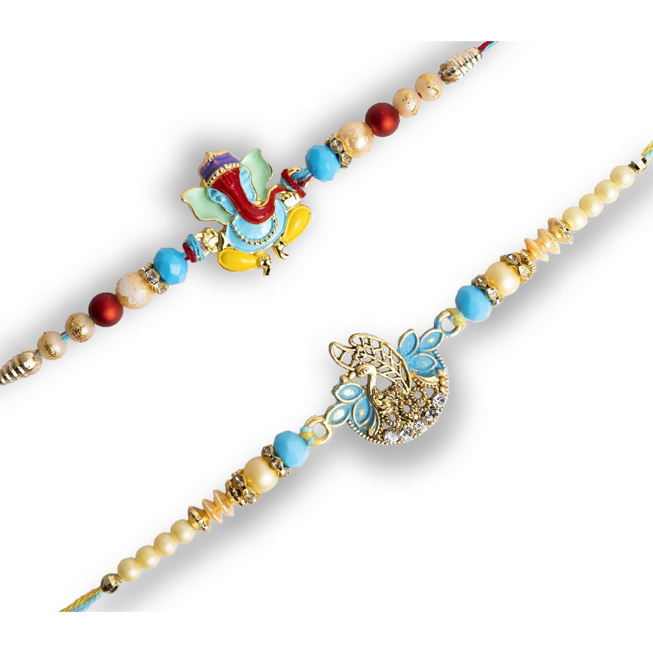 Parag Rakhi Rakhi Combo Beads with Roli & Chawal Rakhi Bracelets for Girls, Boys and Couples, Set of, with Roli & Chawal (3)