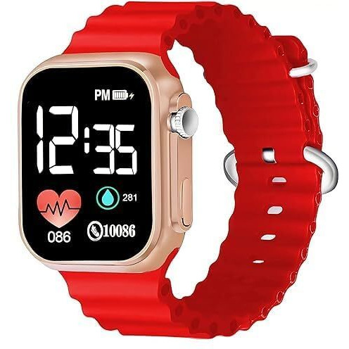 ZOVUTA Digital Dial Waterproof Smart Design LED Display Kids Watch for Boys & Girls, Men and Women, Birthday Gift, Rakhi Gift (Age 4-15 Years) (New-Red)