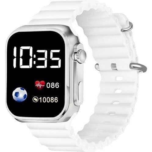 ZOVUTA Digital Dial Waterproof Smart Design LED Display Kids Watch for Boys & Girls, Men and Women, Birthday Gift, Rakhi Gift (Age 4-15 Years) (New-White)