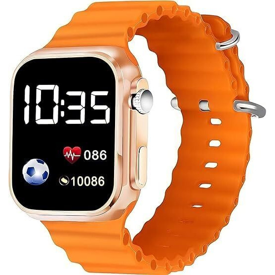 ZOVUTA Silicone Digital Dial Waterproof Smart Design Led Display Kids Watch For Boys & Girls, Men And Women, Birthday Gift, Rakhi Gift (Age 4-15 Years) (Orange-(Pack Of 1))