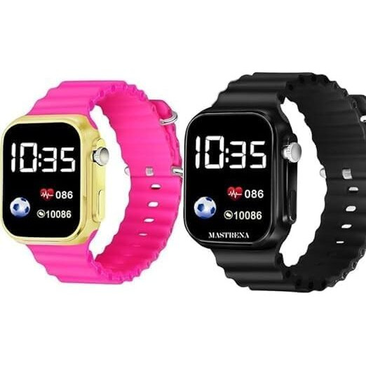 ZOVUTA Digital Dial Waterproof Smart Design LED Display Kids Watch for Boys & Girls, Men and Women, Birthday Gift, Rakhi Gift (Age 4-15 Years) (New- Pink and Black)