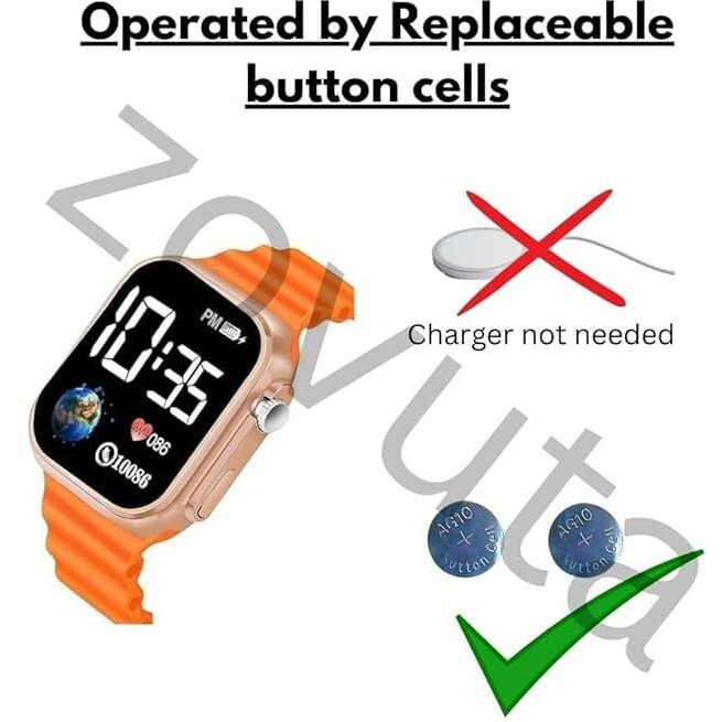 ZOVUTA Digital Dial Waterproof Smart Design LED Display Kids Watch for Boys & Girls, Men and Women, Birthday Gift, Rakhi Gift (Age 4-15 Years) (New-Ultra Navy Blue)