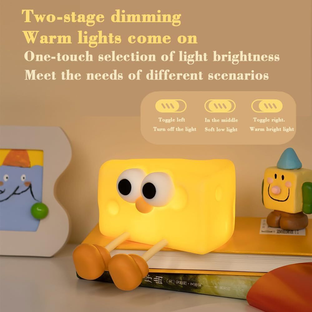 NYRWANA Night Lamp for Bedroom, Cute Lamp, Night Lamp for Kids, Silicone Lamp, Cute Night Lamp, Birthday Gifts, Lamp for Kids, Light Lamp, Rakhi for Brother, Rechargeable (Cheese Lamp)