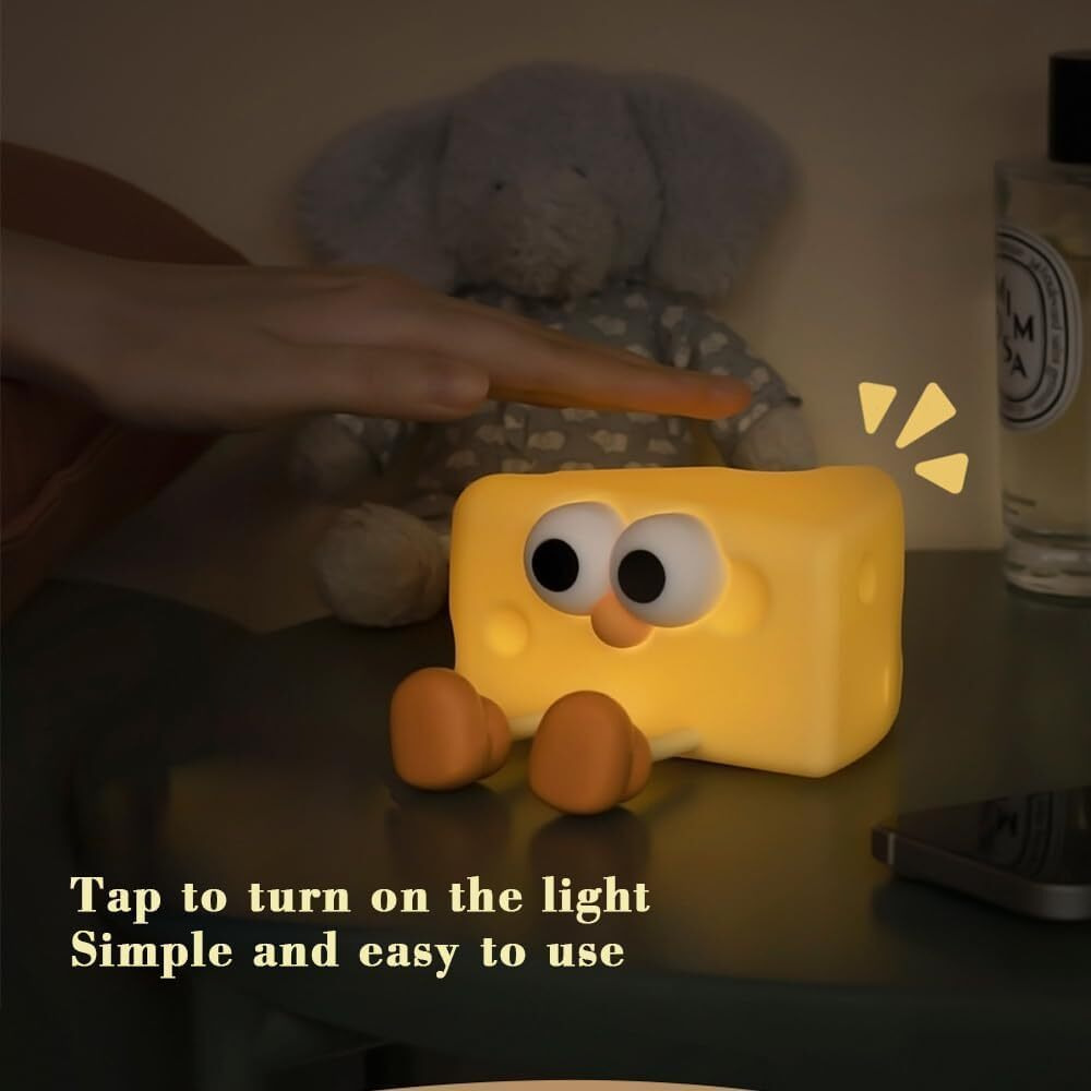 NYRWANA Night Lamp for Bedroom, Cute Lamp, Night Lamp for Kids, Silicone Lamp, Cute Night Lamp, Birthday Gifts, Lamp for Kids, Light Lamp, Rakhi for Brother, Rechargeable (Cheese Lamp)