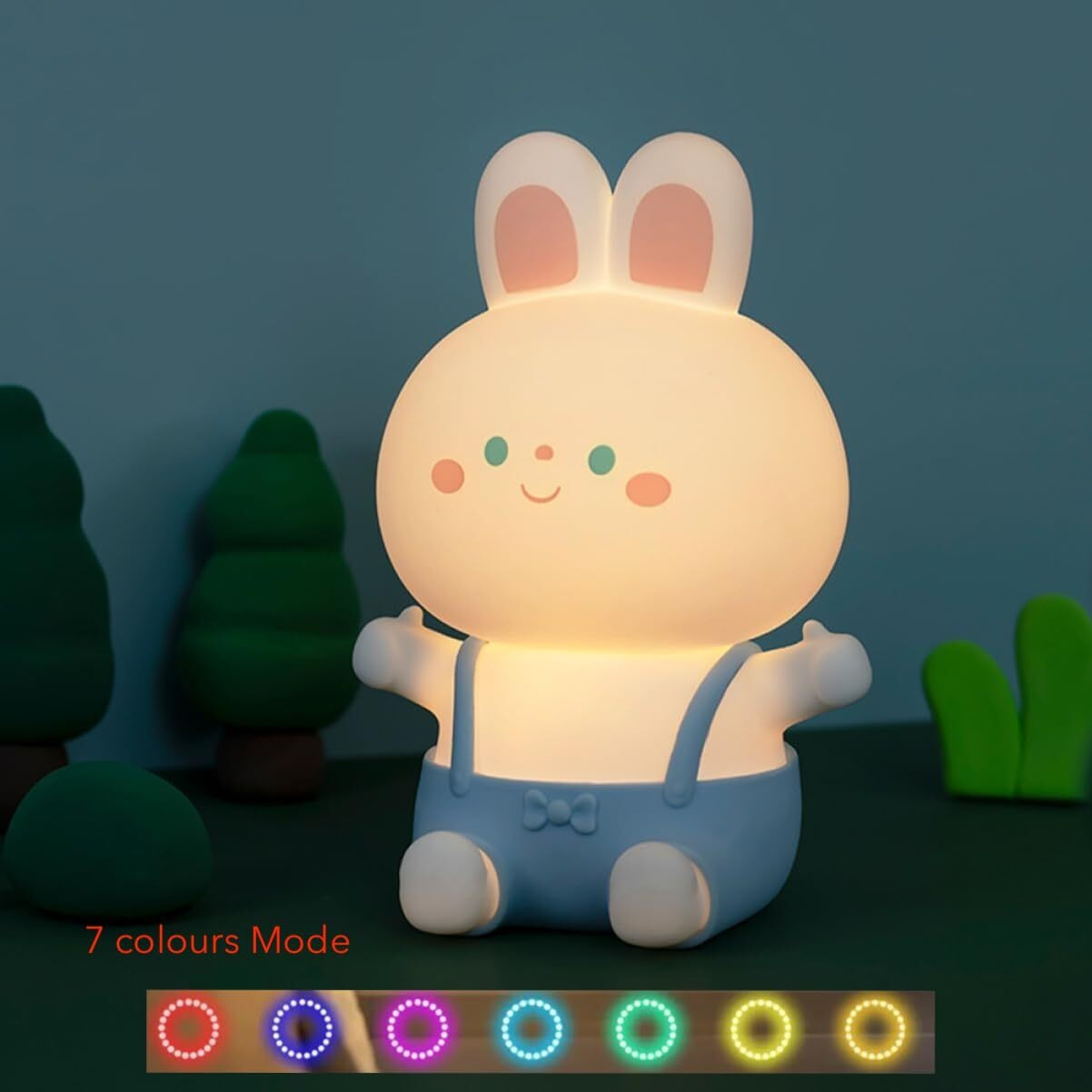 NYRWANA Night Lamp for Bedroom, Cute Lamp, Night Lamp for Kids, Silicone Lamp, Cute Night Lamp, Birthday Gifts, Lamp for Kids, Light Lamp, Rakhi for Brother, Rechargeable, Bunny Lamp (Multicolor)