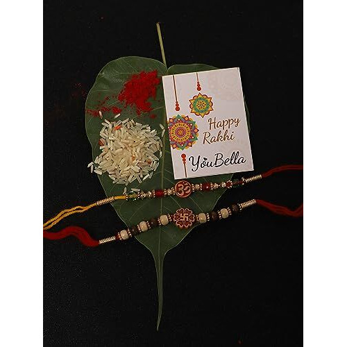 YouBella Rakhi for Brother and Bhabhi Rakhi Set of 2 Jewellery Mens Boys Bracelet Rakhi Combo for Brother, Rakhi Gift for Brother Bhaiyya/Bhai | Rakhi with Roli Chawal