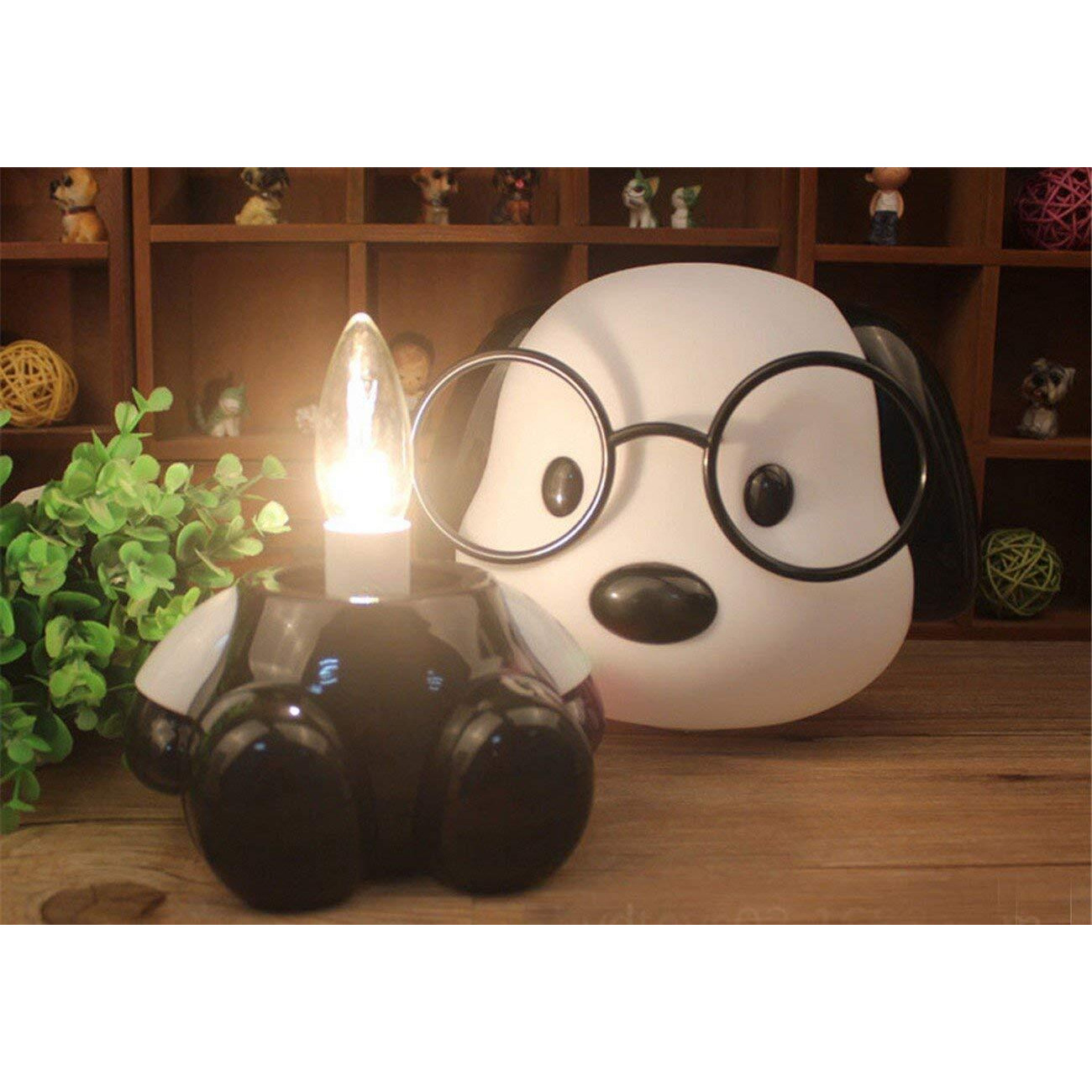 NYRWANA Night Lamp for Bedroom, Cute Lamp, Desk Lamp Light Lamp, Night Lamp for Kids, Cute Night Lamp, Silicone Lamp, Birthday Gifts, Kids Room Decor, Rakhi for Brother, Dog Lamp (Black & White)