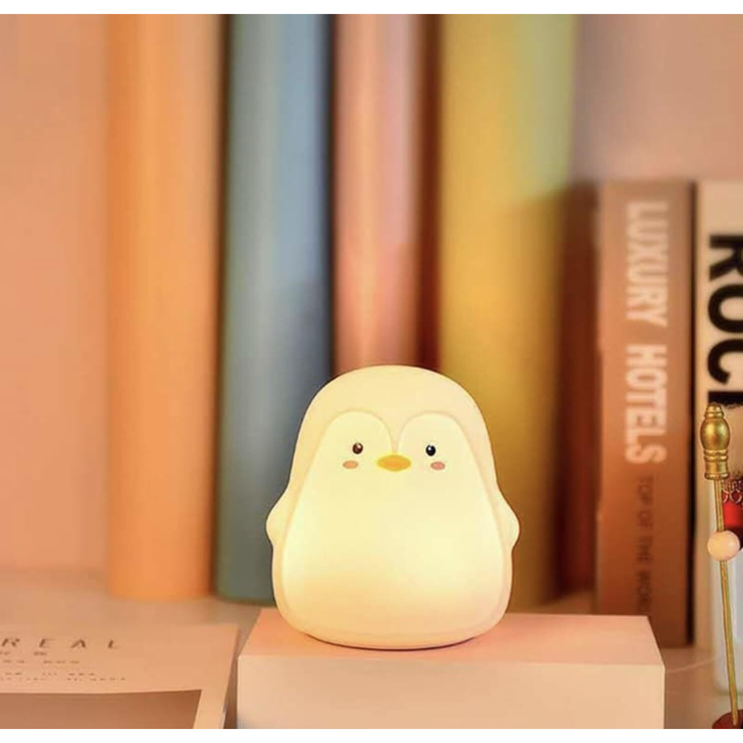 NYRWANA Night Lamp for Bedroom, Cute Lamp, Night Lamp for Kids, Silicone Lamp, Cute Night Lamp, Birthday Gifts, Lamp for Kids, Light Lamp, Rakhi for Brother, Rechargeable, Penguin Lamp (Multicolor)