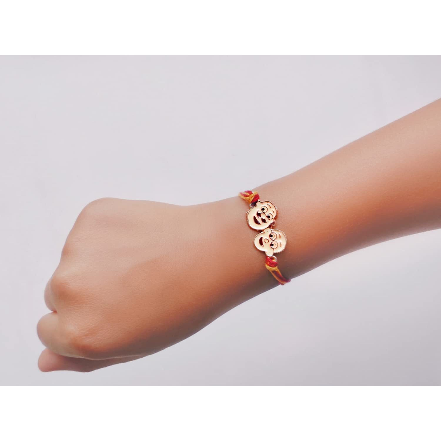 Mahi Rose Gold Plated Cartoon Rakhi for Kids with Meena Work Enameled (RA1100667Z)
